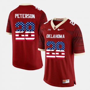 #28 Adrian Peterson OU Jersey Crimson For Men's US Flag Fashion