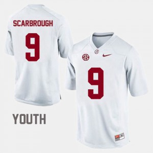 Youth #9 White College Football Bo Scarbrough Alabama Jersey
