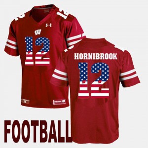Maroon Men's Alex Hornibrook Wisconsin Jersey #12 US Flag Fashion