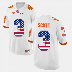 Mens White Artavis Scott Clemson Jersey US Flag Fashion #3
