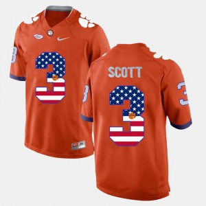 Orange Artavis Scott Clemson Jersey US Flag Fashion For Men #3