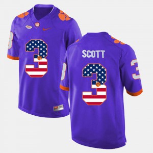 US Flag Fashion Purple Artavis Scott Clemson Jersey Mens #3