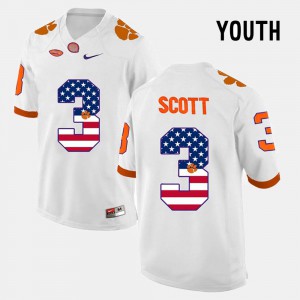 #3 Youth Artavis Scott Clemson Jersey US Flag Fashion White