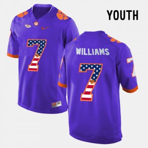 US Flag Fashion Mike Williams Clemson Jersey Youth(Kids) Purple #7