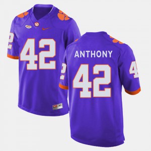 College Football Stephone Anthony Clemson Jersey Purple #42 Men's