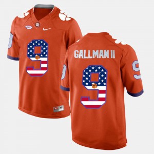 Orange Wayne Gallman II Clemson Jersey For Men's US Flag Fashion #9