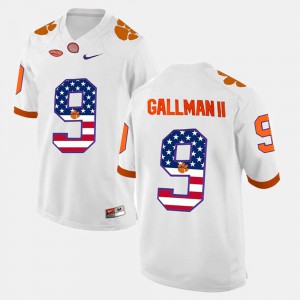#9 Mens Wayne Gallman II Clemson Jersey US Flag Fashion White