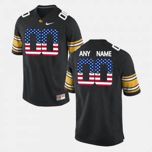 For Men's #00 US Flag Fashion Iowa Custom Jerseys Black