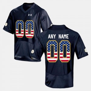 #00 Navy Blue Men's US Flag Fashion Notre Dame Custom Jerseys