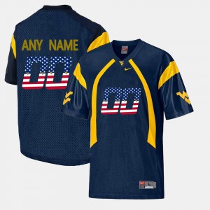 US Flag Fashion Men's #00 Navy Blue WVU Customized Jerseys