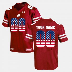#00 Wisconsin Customized Jersey For Men's Red US Flag Fashion