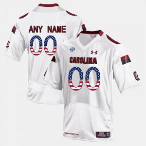For Men's White #00 US Flag Fashion South Carolina Customized Jersey