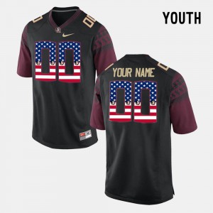 Black For Kids US Flag Fashion FSU Custom Jersey #00