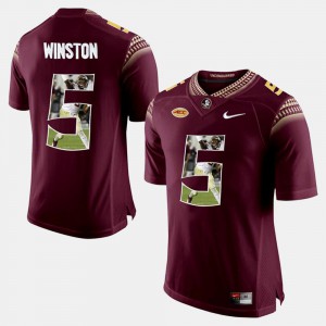 Red Player Pictorial #5 Jameis Winston FSU Jersey For Men's