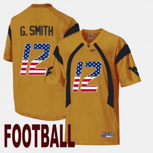 US Flag Fashion Gold For Men Geno Smith WVU Jersey #12