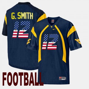 Geno Smith WVU Jersey US Flag Fashion Navy #12 Men's