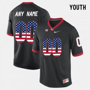 Kids #00 US Flag Fashion UGA Custom Jerseys Black