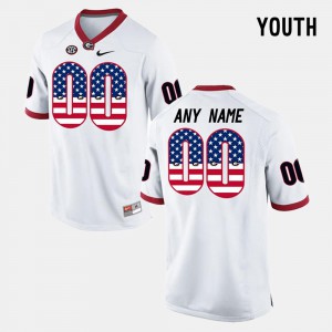 UGA Custom Jersey Youth(Kids) #00 White US Flag Fashion