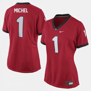Sony Michel UGA Jersey Red College Football #1 Ladies