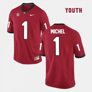 College Football Youth Red #1 Sony Michel UGA Jersey