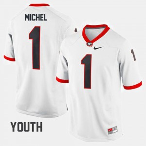 For Kids Sony Michel UGA Jersey White #1 College Football