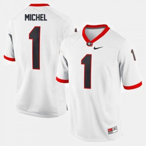 Mens #1 College Football Sony Michel UGA Jersey White
