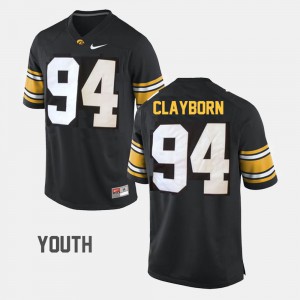 #94 College Football Adrian Clayborn Iowa Jersey Black Kids