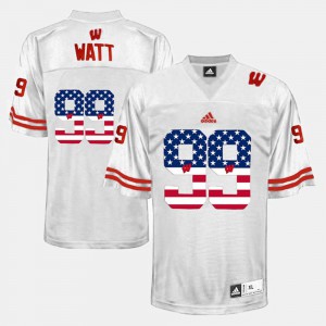 US Flag Fashion White #99 For Men J.J. Watt Wisconsin Jersey