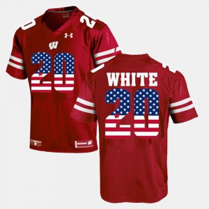 Maroon #20 US Flag Fashion James White Wisconsin Jersey Mens