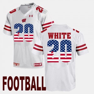 US Flag Fashion James White Wisconsin Jersey #20 White Men