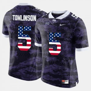 For Men's US Flag Fashion #5 Purple LaDainian Tomlinson TCU Jersey