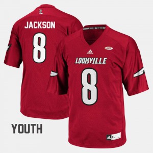 Red For Kids #8 Lamar Jackson Louisville Jersey College Football