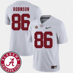 Men's #86 White College Football A'Shawn Robinson Alabama Jersey 2018 SEC Patch