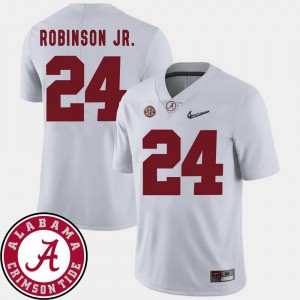 For Men's White Brian Robinson Jr. Alabama Jersey 2018 SEC Patch College Football #24