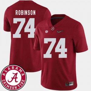 Cam Robinson Alabama Jersey For Men #74 2018 SEC Patch Crimson College Football