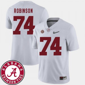 For Men #74 College Football White Cam Robinson Alabama Jersey 2018 SEC Patch