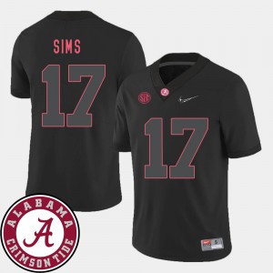 Cam Sims Alabama Jersey College Football For Men's #17 2018 SEC Patch Black