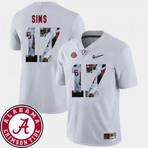 Men Football Pictorial Fashion #17 White Cam Sims Alabama Jersey