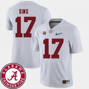 College Football White Mens Cam Sims Alabama Jersey 2018 SEC Patch #17