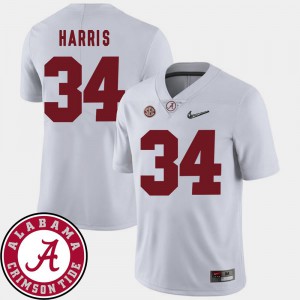 Damien Harris Alabama Jersey College Football #34 2018 SEC Patch For Men's White