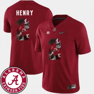 #2 Men Football Derrick Henry Alabama Jersey Pictorial Fashion Crimson