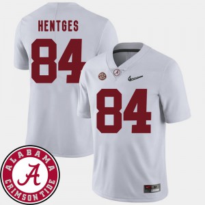 For Men 2018 SEC Patch #84 College Football Hale Hentges Alabama Jersey White