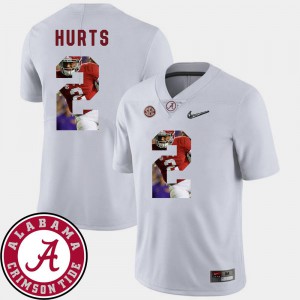 For Men's Pictorial Fashion White #2 Football Jalen Hurts Alabama Jersey