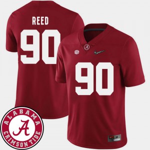 #90 2018 SEC Patch College Football Jarran Reed Alabama Jersey For Men Crimson