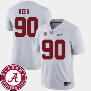 For Men #90 College Football 2018 SEC Patch White Jarran Reed Alabama Jersey