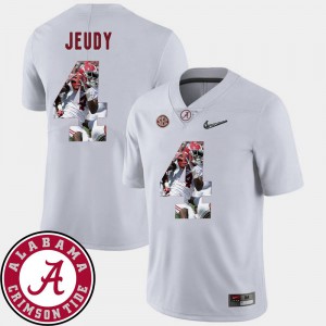 Football Pictorial Fashion Men's #4 Jerry Jeudy Alabama Jersey White