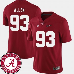 College Football Men 2018 SEC Patch Crimson Jonathan Allen Alabama Jersey #93