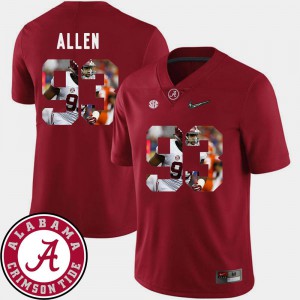 #93 Jonathan Allen Alabama Jersey Pictorial Fashion Crimson For Men's Football