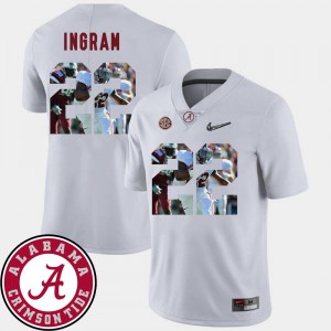 Football Pictorial Fashion Mark Ingram Alabama Jersey White Men #22