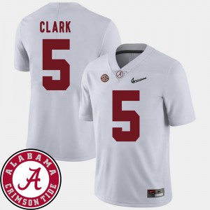 White #5 2018 SEC Patch Men's College Football Ronnie Clark Alabama Jersey